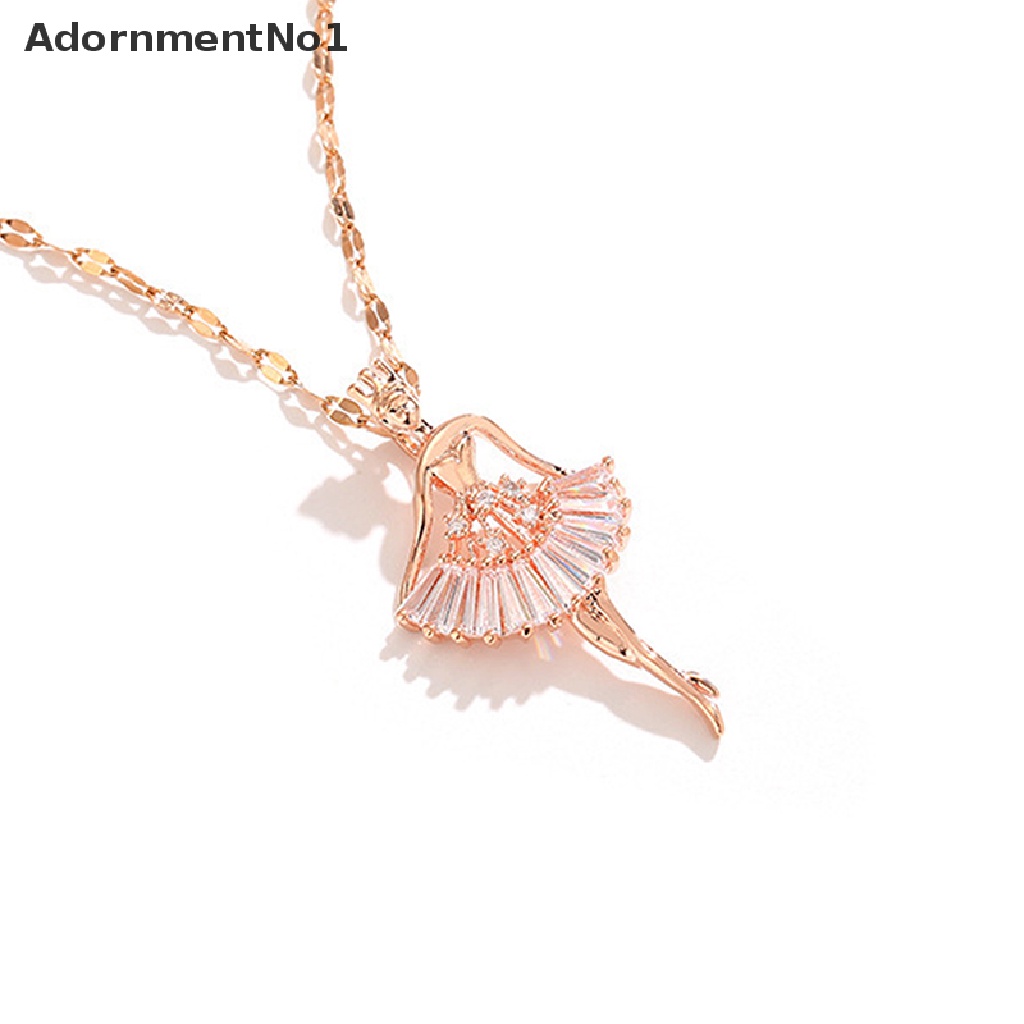 (AdornmentNo1) Kalung Rantai Dengan Liontin Ballerina Hias Kristal Zircon Elegan Untuk Wanita