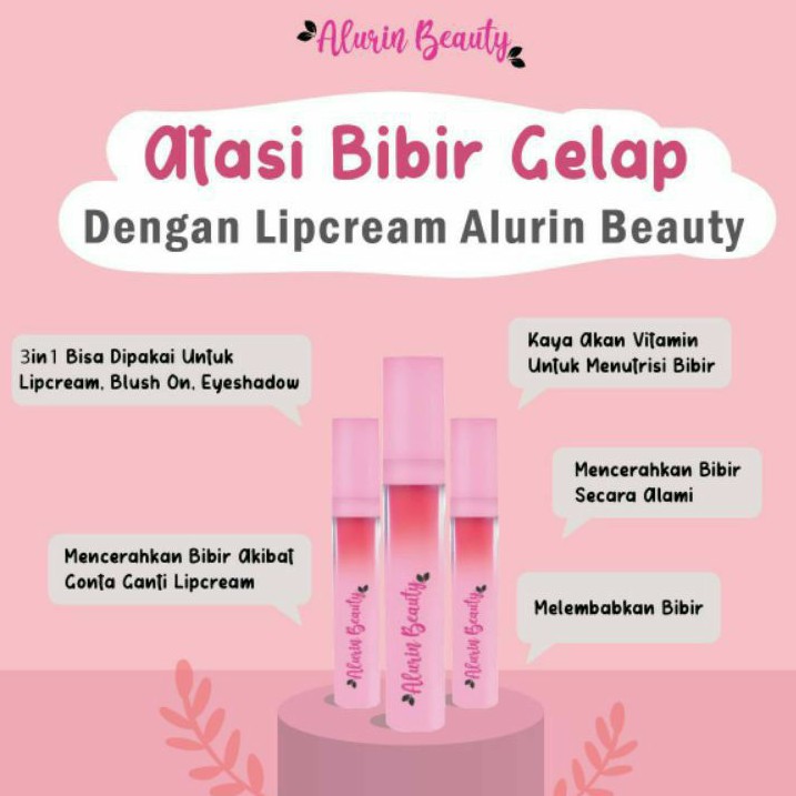 (BPOM) LipCream 3in1 Premium Matte with Vitamin by Alurin Beauty/ Eyeshadow/ Blush On Halal Aman