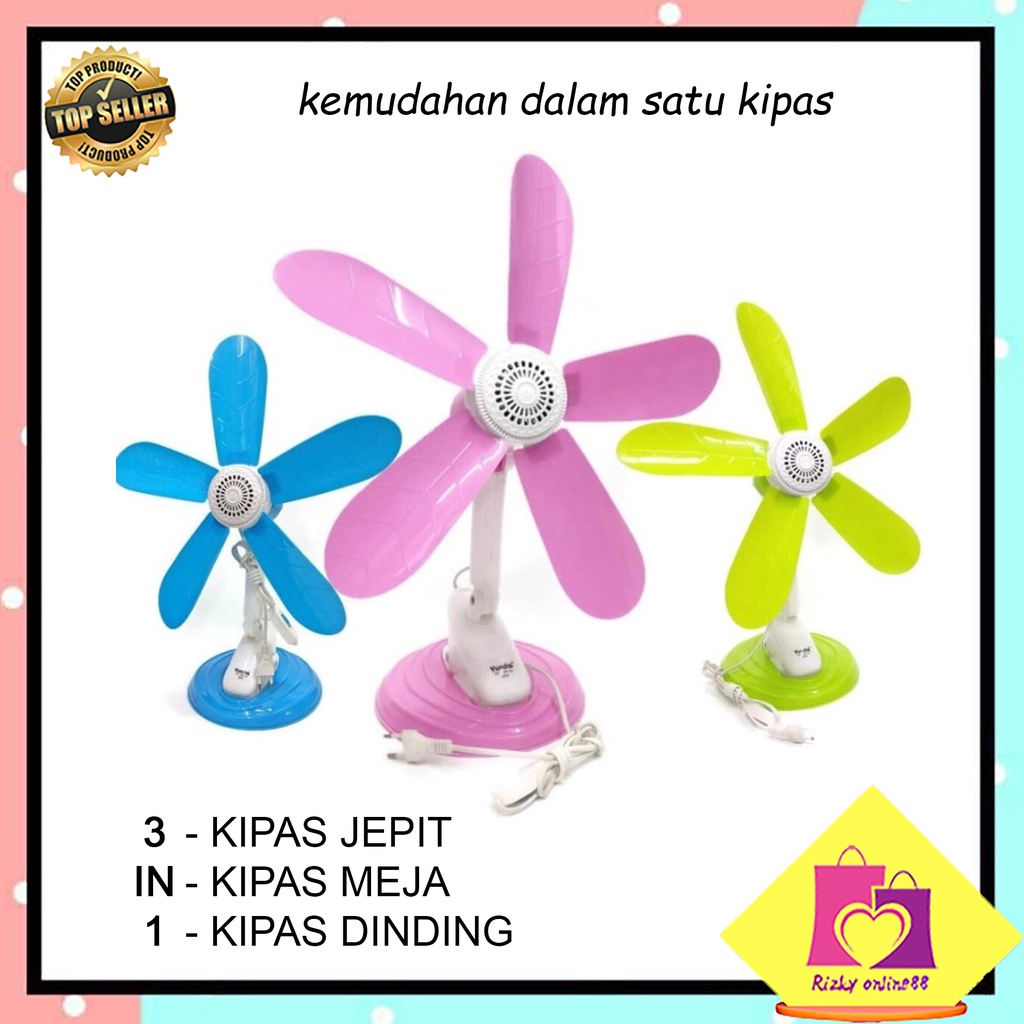 rizkyonline88 kipas angin listrik jepit clip fan 3in1 5 baling-baling 20 watt / 30 watt