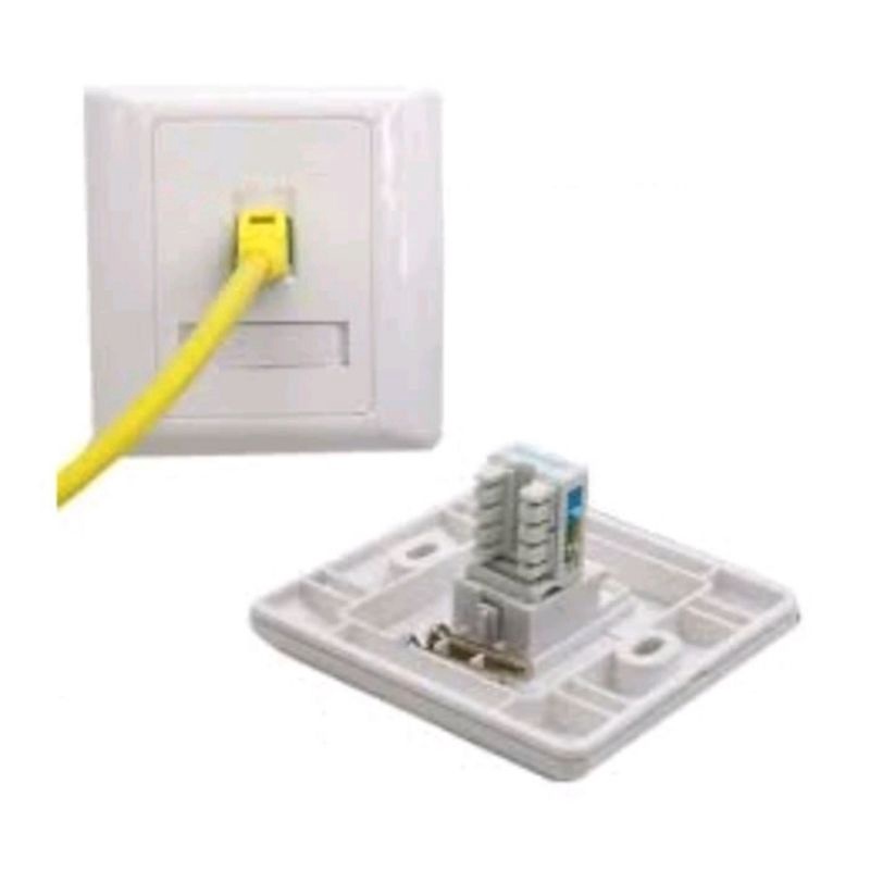 Stop Kontak /Wallplate RJ45/UTP/LAN 1Hole/Port+Modular Cat5e+Out Bow Box