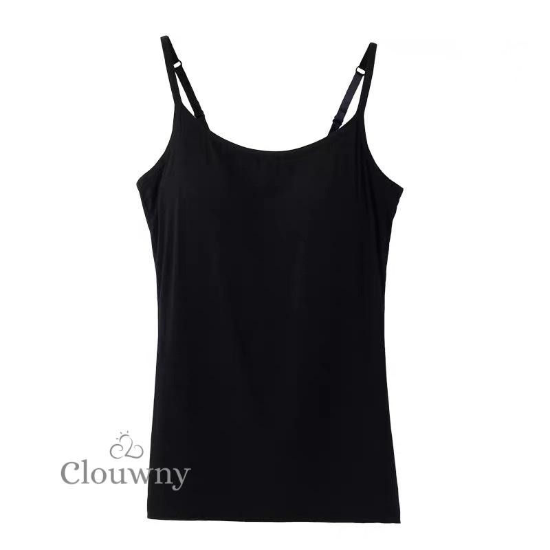 CLOUWNY - Tanktop Bra - Ada Cup Busa Wanita Allsize Kecil Sampai Jumbo-Black