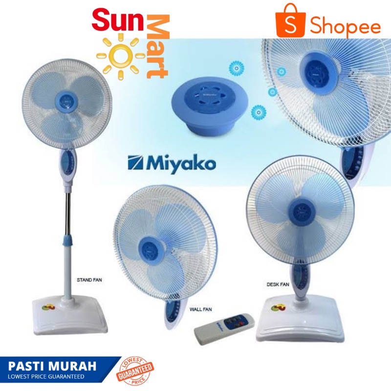 (HARGA PROMO) KIPAS ANGIN Miyako 101 TJR / 101TJR Standing Fan [16 Inch] 3 in 1 ADA REMOTE CONTROL