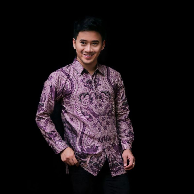 BAJU BATIK ANAK LAKI-LAKI LENGAN PANJANG MOTIF LILAC - COUPLE BATIK AYAH DAN ANAK LAKI-LAKI - COUPLE BATIK KELUARGA - SARIMBIT KELUARGA