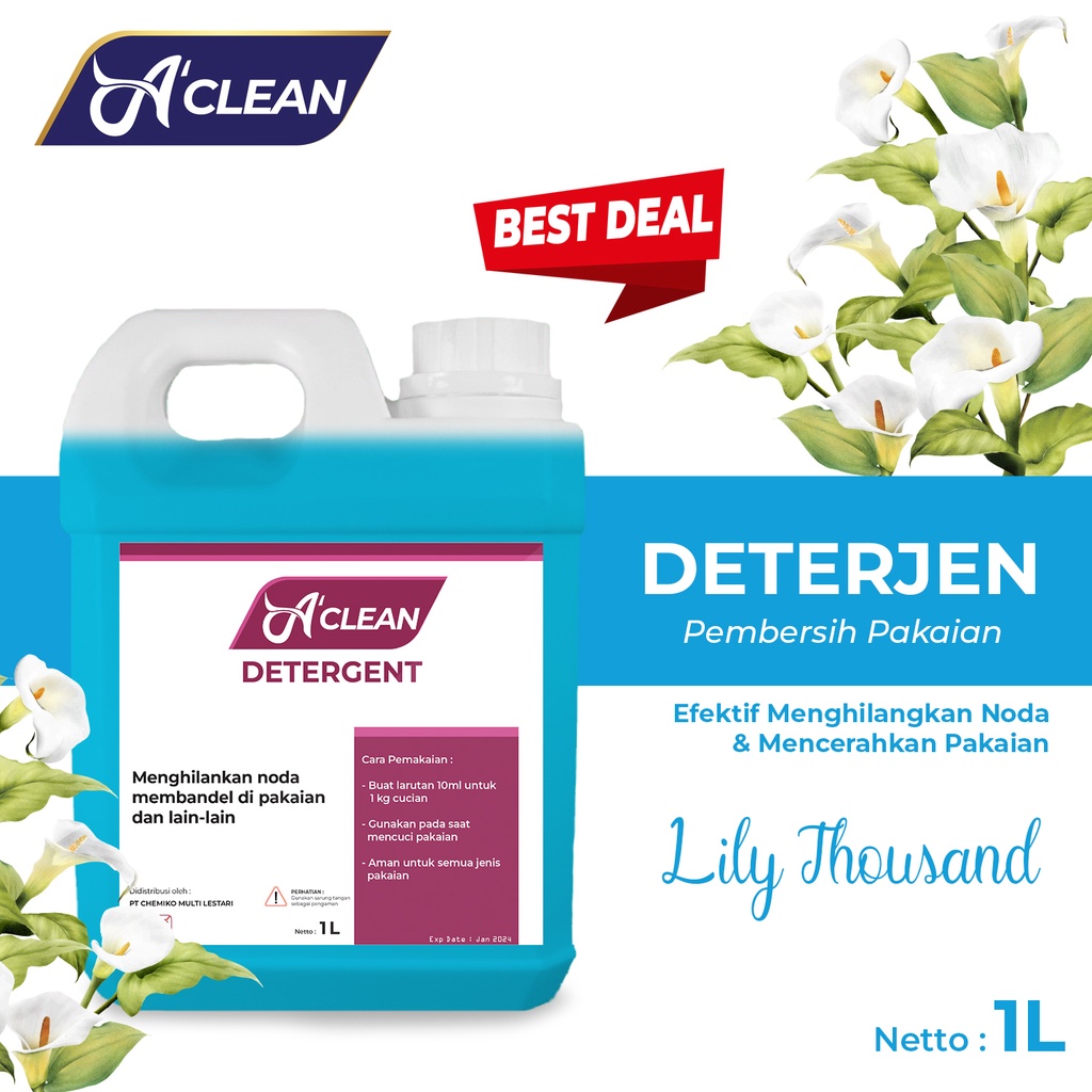 Deterjen Cair / Detergent Liquid / Pembersih Pakaian dan Penghilang Noda 1000 ml Amorens [1 Liter]