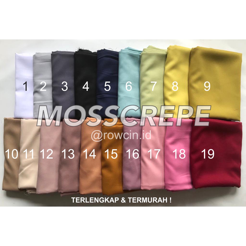 KAIN MOSSCREPE PREMIUM TERLENGKAP LANGSUNG PABRIK KAIN MOSCHINO KAIN CREPE POLOS METERAN