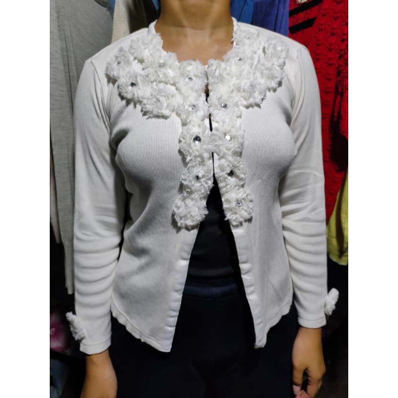 Thrift Cardygan / outer wanita / kardigan wanita / cardy / white cardy / rose cardy