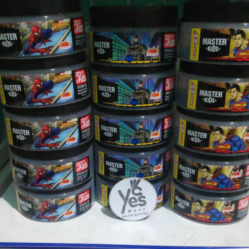 Hair Styling Gel Rambut Anak 75 g Master Kids Superman Badman Spiderman pro vit B5 fresh fruits