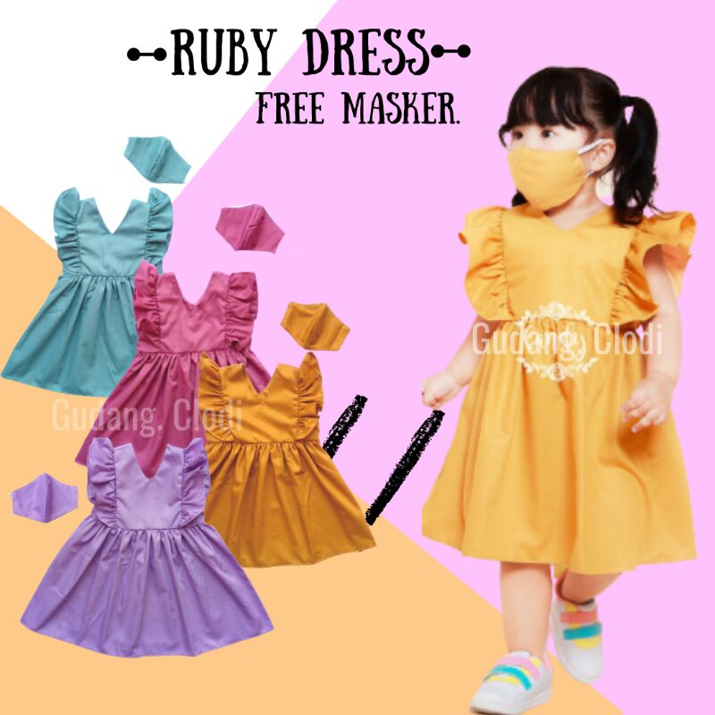 RUBY DRESS 1-5 tahun dress anak free masker