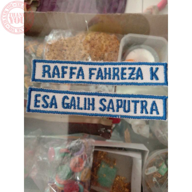 BORDIR NAMA WARNA BIRU/NAMA SEKOLAH/NEMTEK DADA Terbaru Nama dada Sekolah