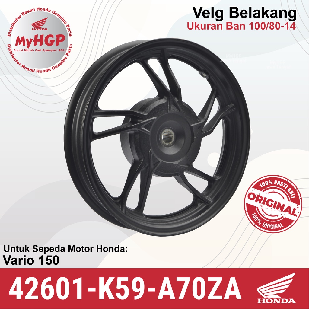 Velg Vario 150 Hitam 42601-K59-A70ZA 42601K59A70ZA 42601 K59 A70ZA Keyless J14M/CMT2.50 DOT J14 M/C 
