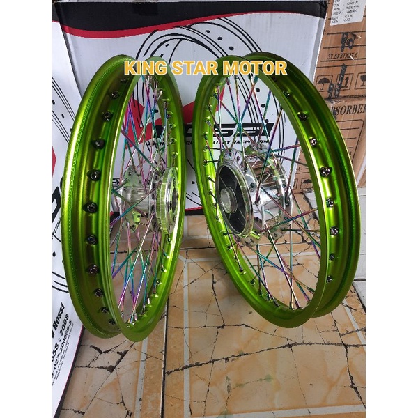 Rossi - Satu Set Velg Ring 17 Ukuran Depan Belakang 17X140, Buat Motor Vixion New, Warna Melon Tromo