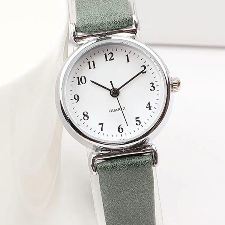 Jam Tangan Quartz Casual Strap Kulit PU Untuk Wanita / Jam Tangan Analog Quartz Casual Strap PU-35-8 Hijau