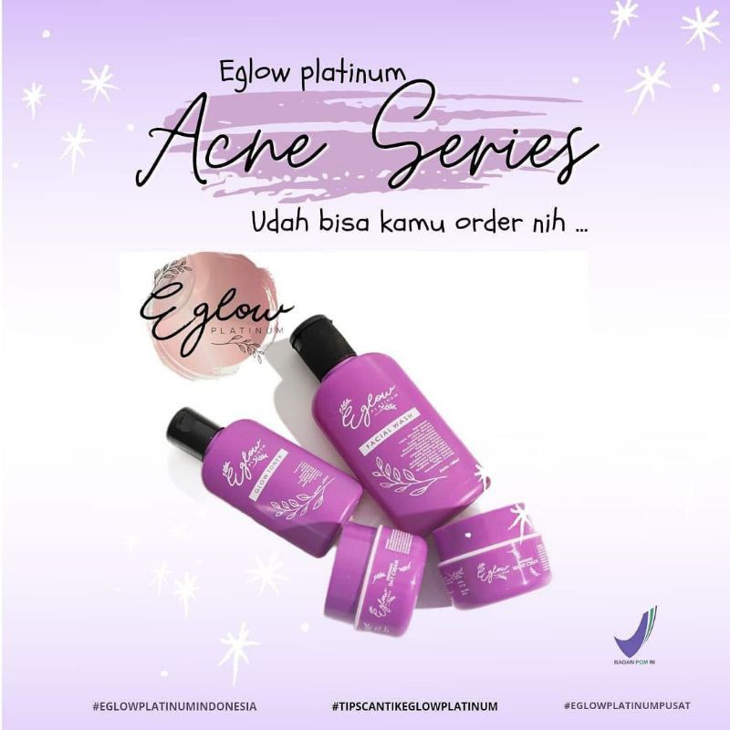 ORIGINAL EGLOW PLATINUM SKINCARE PAKET GLOWING ACNE WHITENING ORIGINAL ASLI / BPOM SKINCARE MURAH HEMAT MEWAH / FREE GIFT HADIAH / SKINCARE TERLARIS AMAN BPOM HALAL PALING AMPUH UNTUK SEGALA KULIT WAJAH-Paket Jerawat/ ACNE