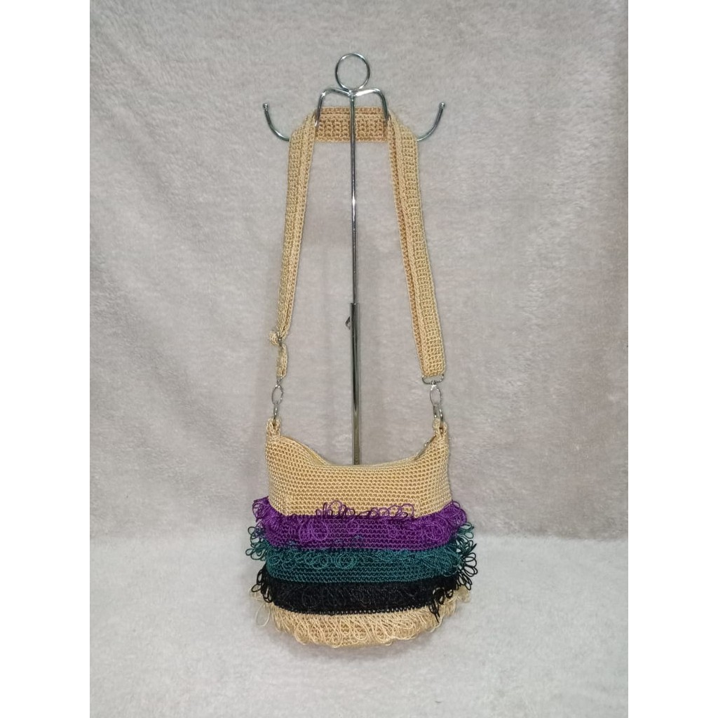 TAS RAJUT ROK RUMBAI TALI RAJUT CREAM