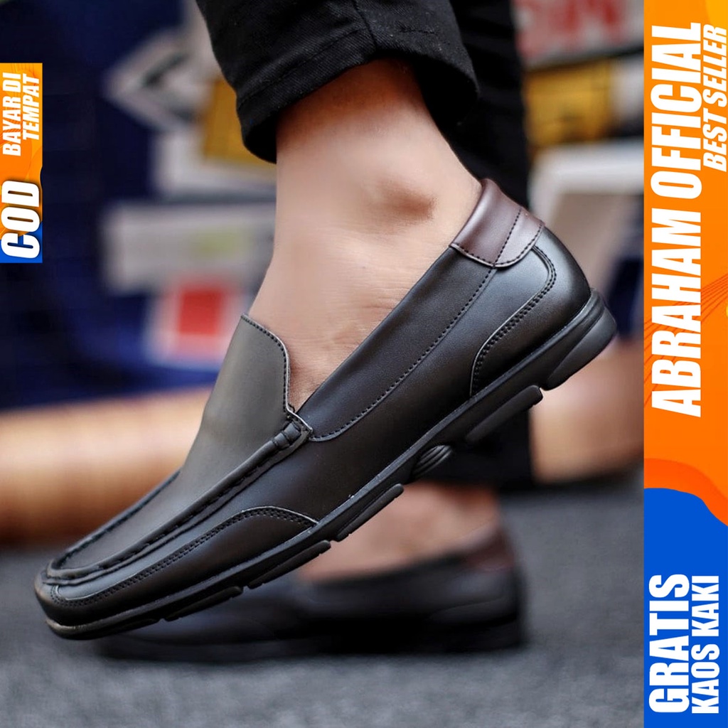 Abraham Drain - Sepatu Formal Pria Pantofel Hitam