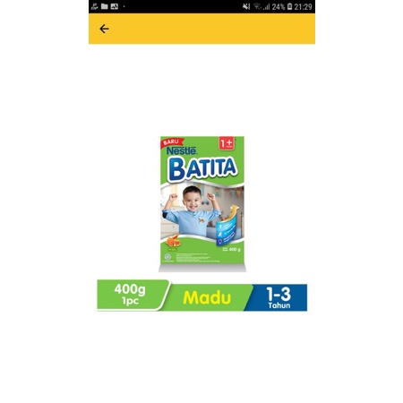 Nestle Batita 1+ Susu pertumbuhan Vanila 400gr / Madu 400 gram