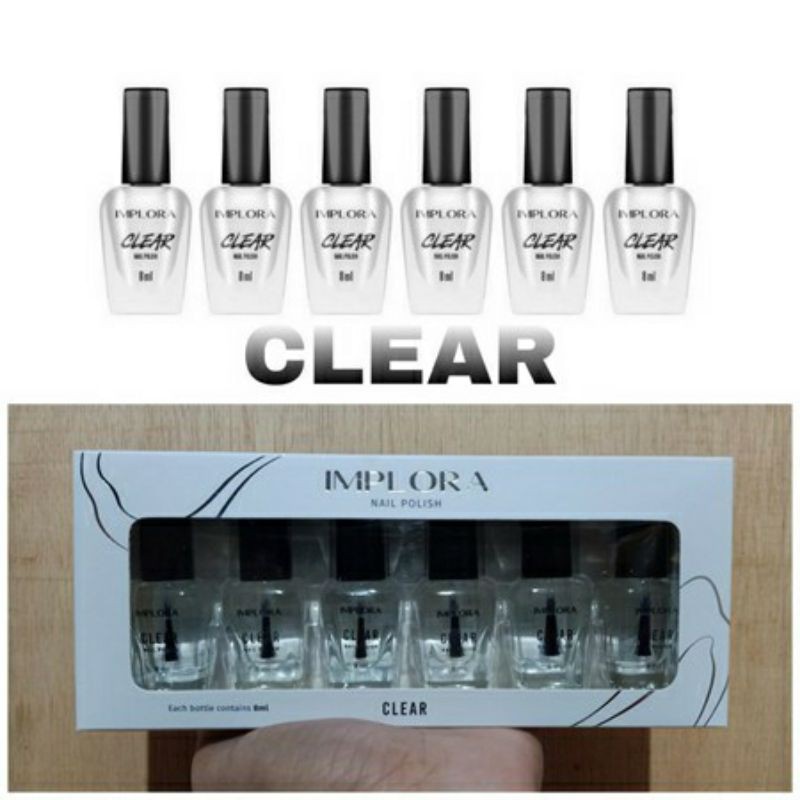 (harga 1pak isi 6pcs ) KUTEK IMPLORA clear Series / seri bening NAIL POLISH ORIGINAL BPOM