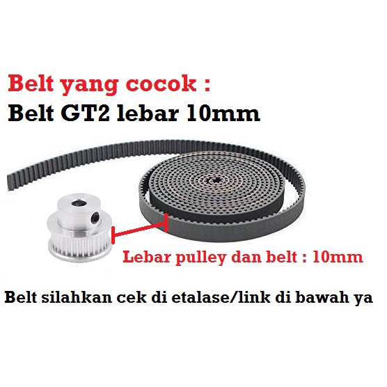 [HAEBOT] GT2 Pulley Timing CNC 30T W10 Bore 10 12 Puley Lebar 10mm 3D Printer Aluminium Pitch 2mm Aktuator Slider Router Mekanik 30 Teeth Gigi