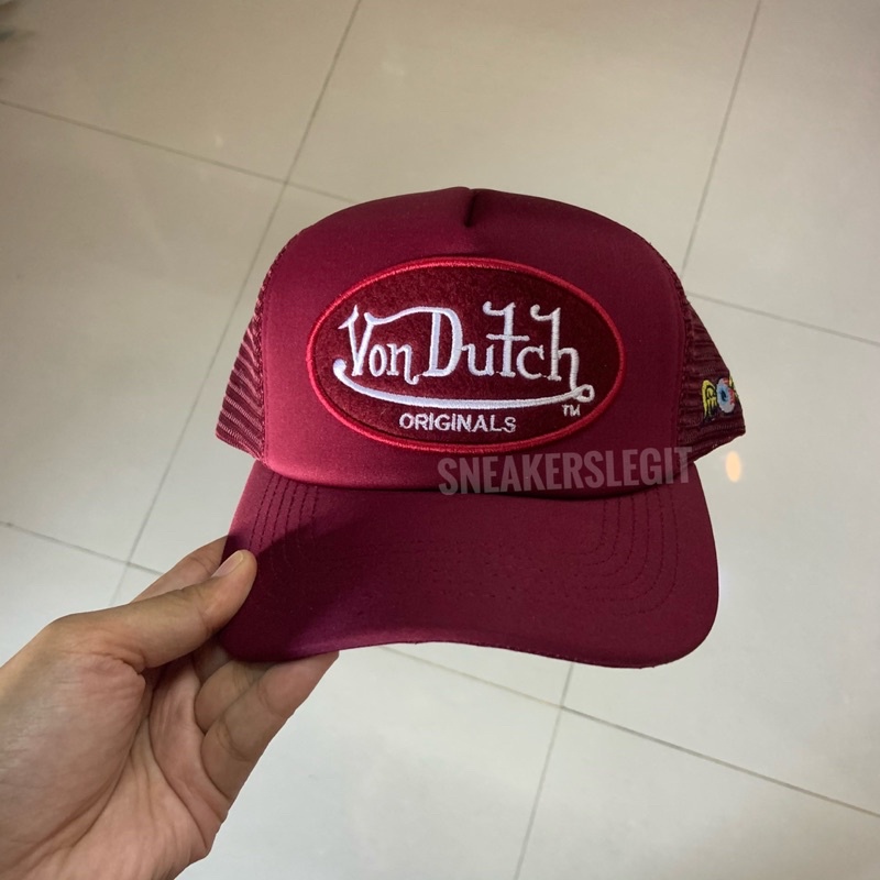 vondutch topi cap trucker maroon original 100%