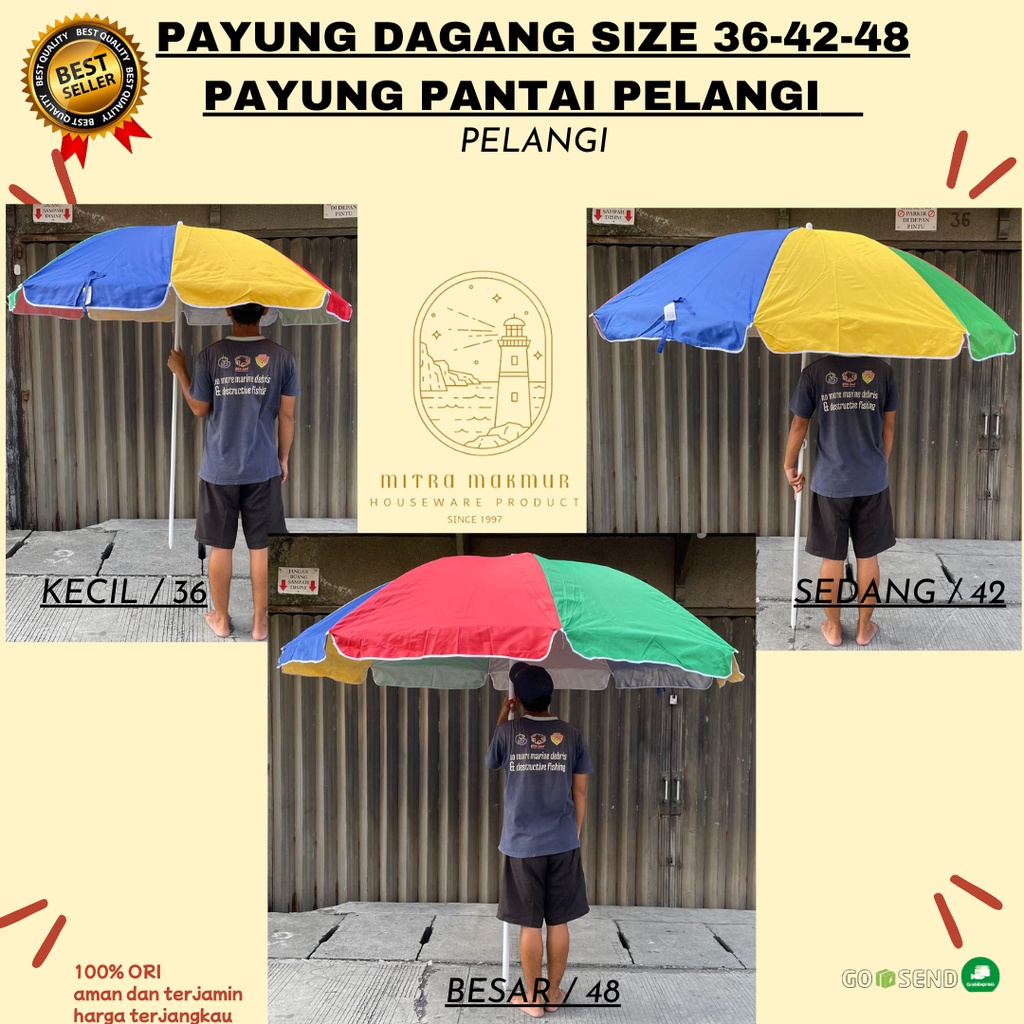 SALE!! PAYUNG PANTAI / PAYUNG DAGANG / JUALAN PELANGI SIZE 36-42-48