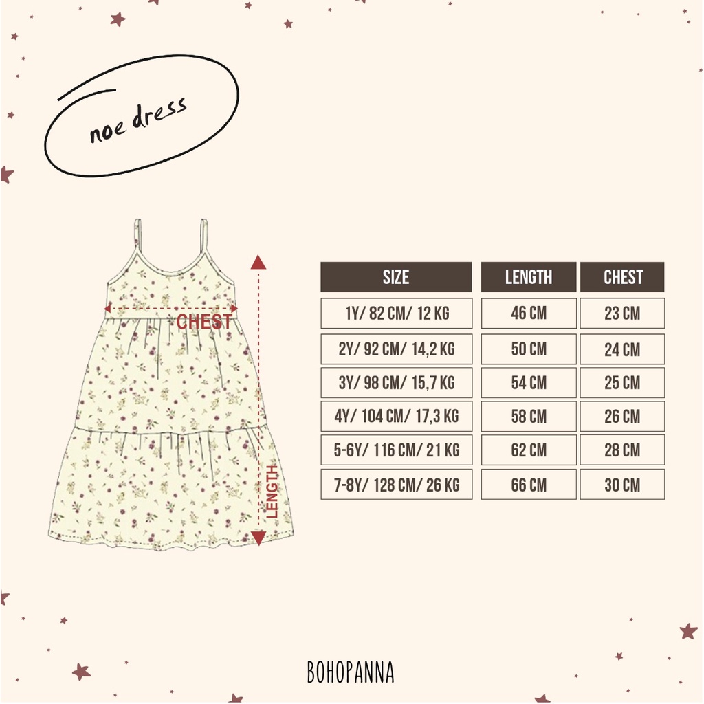 Bohopanna Noe Dress 1-8 Tahun Dress Summer / Dress Kutung Anak Perempuan