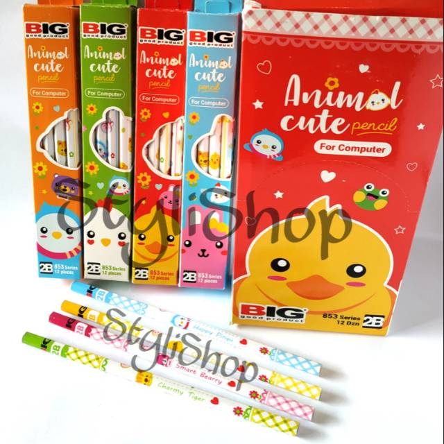 

Pensil 2B BIG Animal Cute 853 (1lusin: 12pcs), Pencil, Pensil Kayu