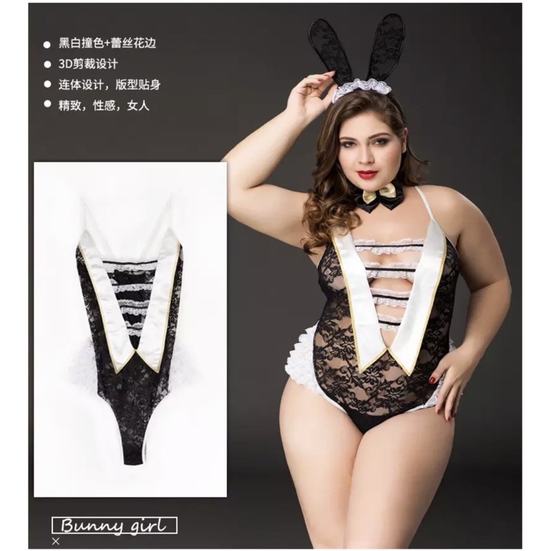 Lingerie Cosplay jumbo wanita plus size baju tidur big size import sexy bunny playboy rabbit