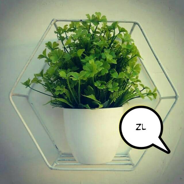 Rak dinding - rak Bunga Besi Mini - rak bunga Hexagon Segi Enam