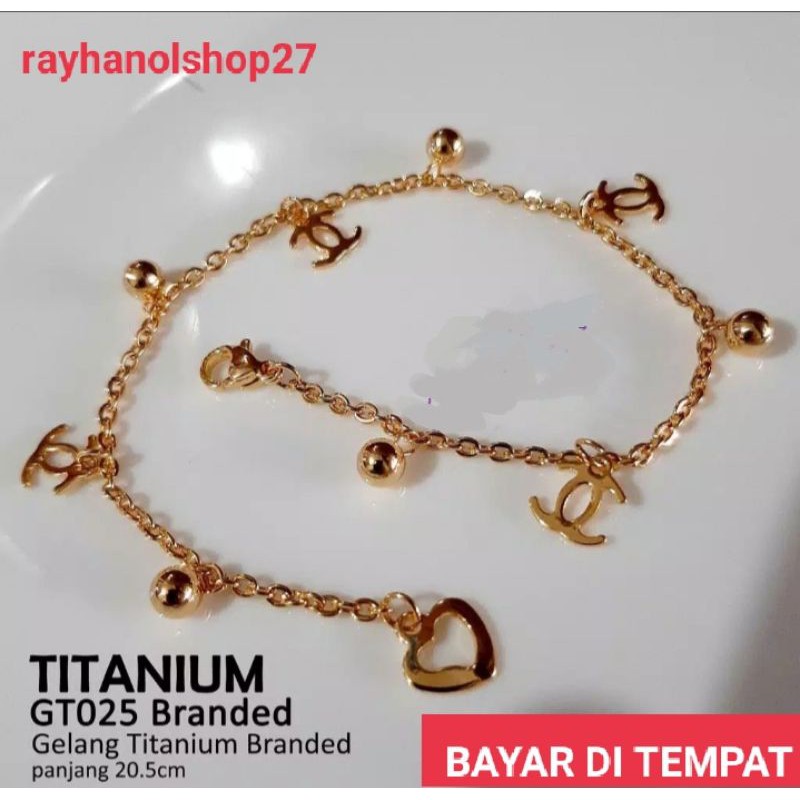 Gelang tangan wanita TITANIUM ASLI warna Gold dan Silver Termurah banyak pilihan model dan ukuran