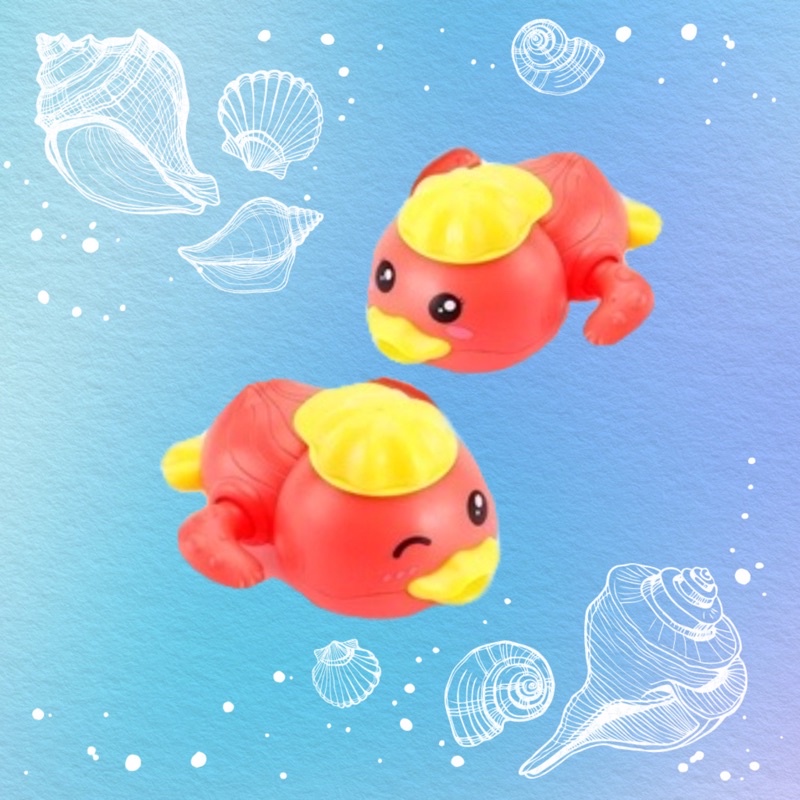 Mainan Mandi Anak Bayi Mainan Air Anak bayi kura kura ikan katak bebek bergerak di air-BebekMerahTopiKuning