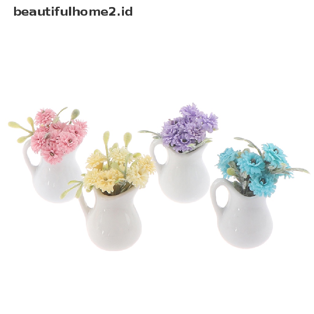 (Beautifulhome2.Id) Miniatur Pot Bunga Skala 1: 12 Untuk Dekorasi Rumah Boneka