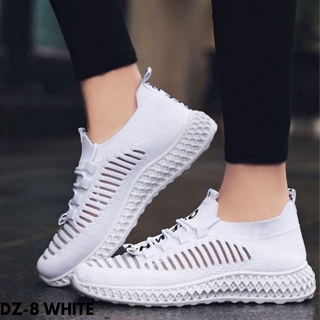 SEPATU SNEAKERS TALI WANITA IMPORT KANVAS FLYKNIT BREATHABLE CANTIK ELASTIS NYAMAN ELEGAN KUALITAS BAGUS DZ8