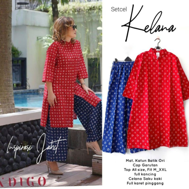 Baju Setelan Wanita Celana Jumputan Kelana Set Baju/Celana Bahan Katun Batik