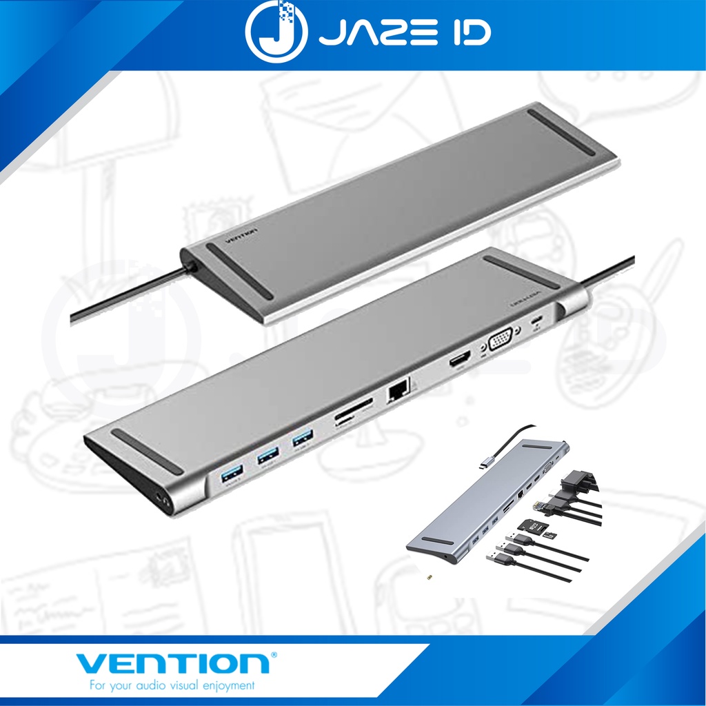 Vention Multiport Horizontal Docking Usb Type C 3.1 HDMI VGA PD RJ45 LAN