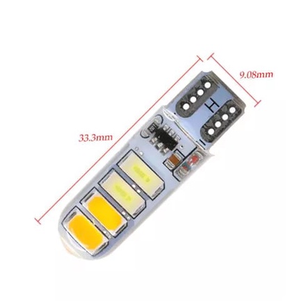 Lampu senja T10 8 led 2 warna 12 volt 24 volt  strobo kedip (PLASTIK)