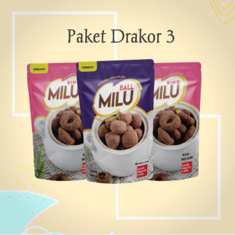 

Snack Paket Drakor 3 , ( 2pcs Milu Ring + 1pcs Milu Ball )