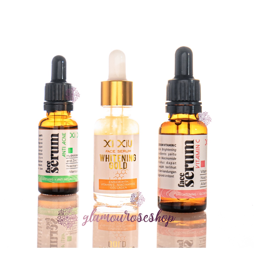 XI XIU Face Serum Vitamin C | Anti Acne | Whitening Gold 20 ml Vit C Anti Jerawat Halal Xi xiu serum wajah 20 ml / Serum Xi xiu / Xi xiu Face Serum / Xi Xiu Brightenig Glow Serum / Xi Xiu Acne Fight Serum