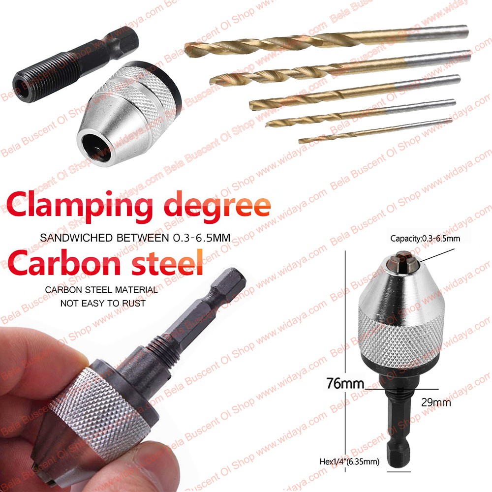 Kepala Bor Carbon Steel Drill Head 0.3-3.6mm 6.35mm Shank Bit Adapter Konverter Cordless Screwdriver