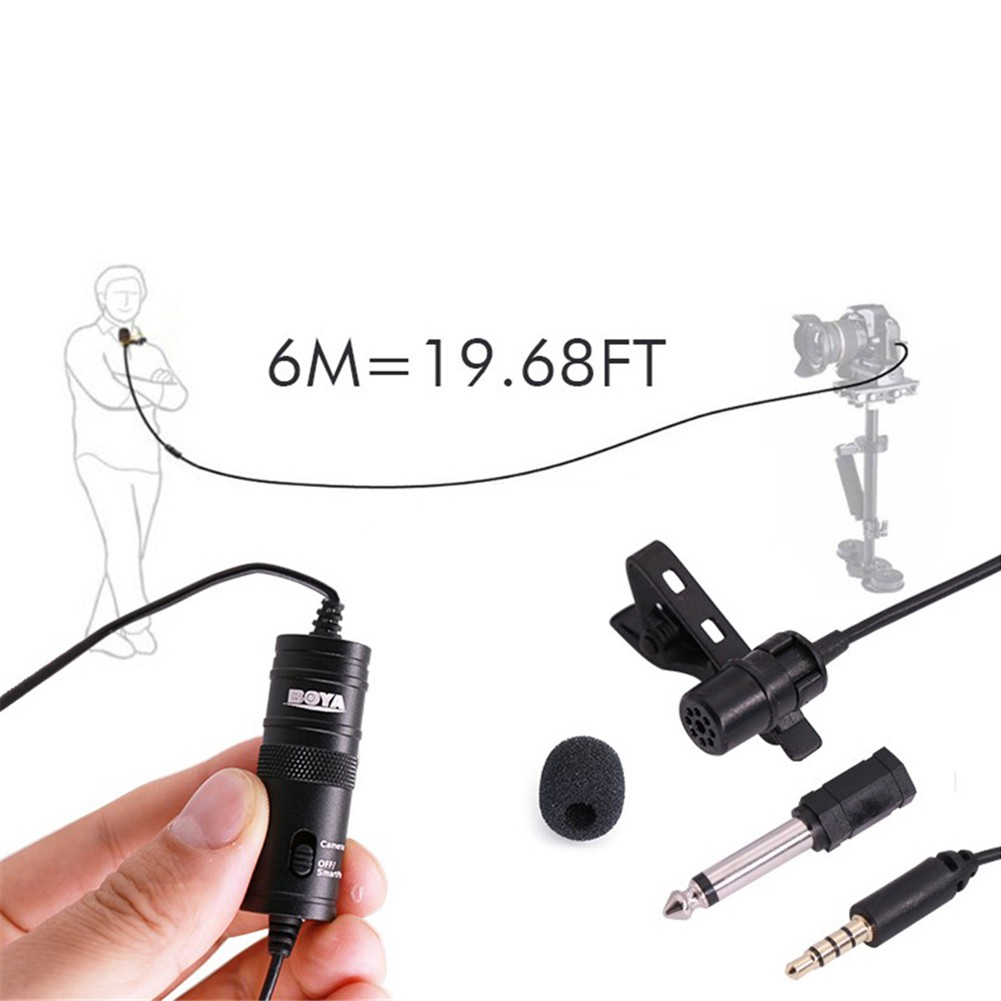 Boya Clip-On Omnidirectional Microphone for Smartphone &amp; DSLR - BY-M1 - Black