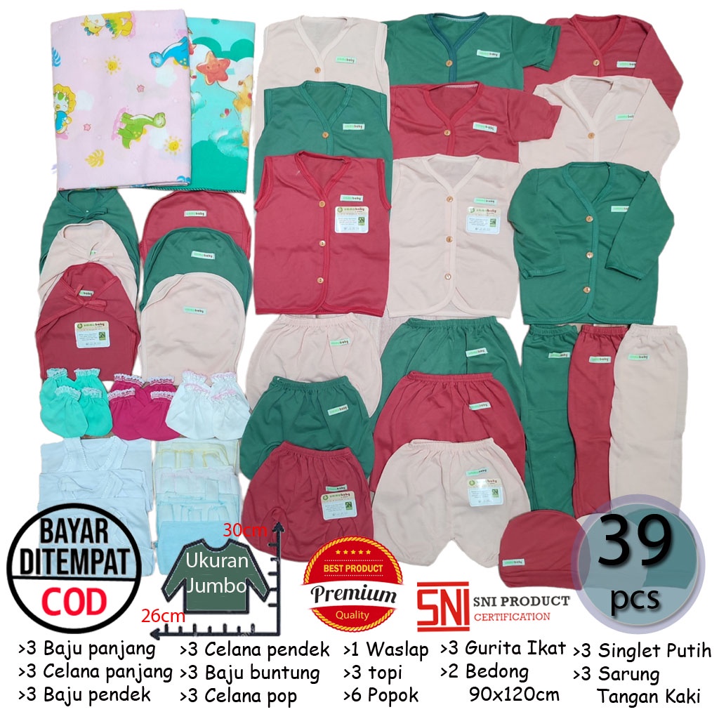 39 pcs Setelan Lengkap Baju Bayi Celana Bayi Baru Lahir Paket Lahiran Murah 0-6 bulan Size Jumbo L Gift Set Newborn Girl Perempuan Cewek Kado Murah