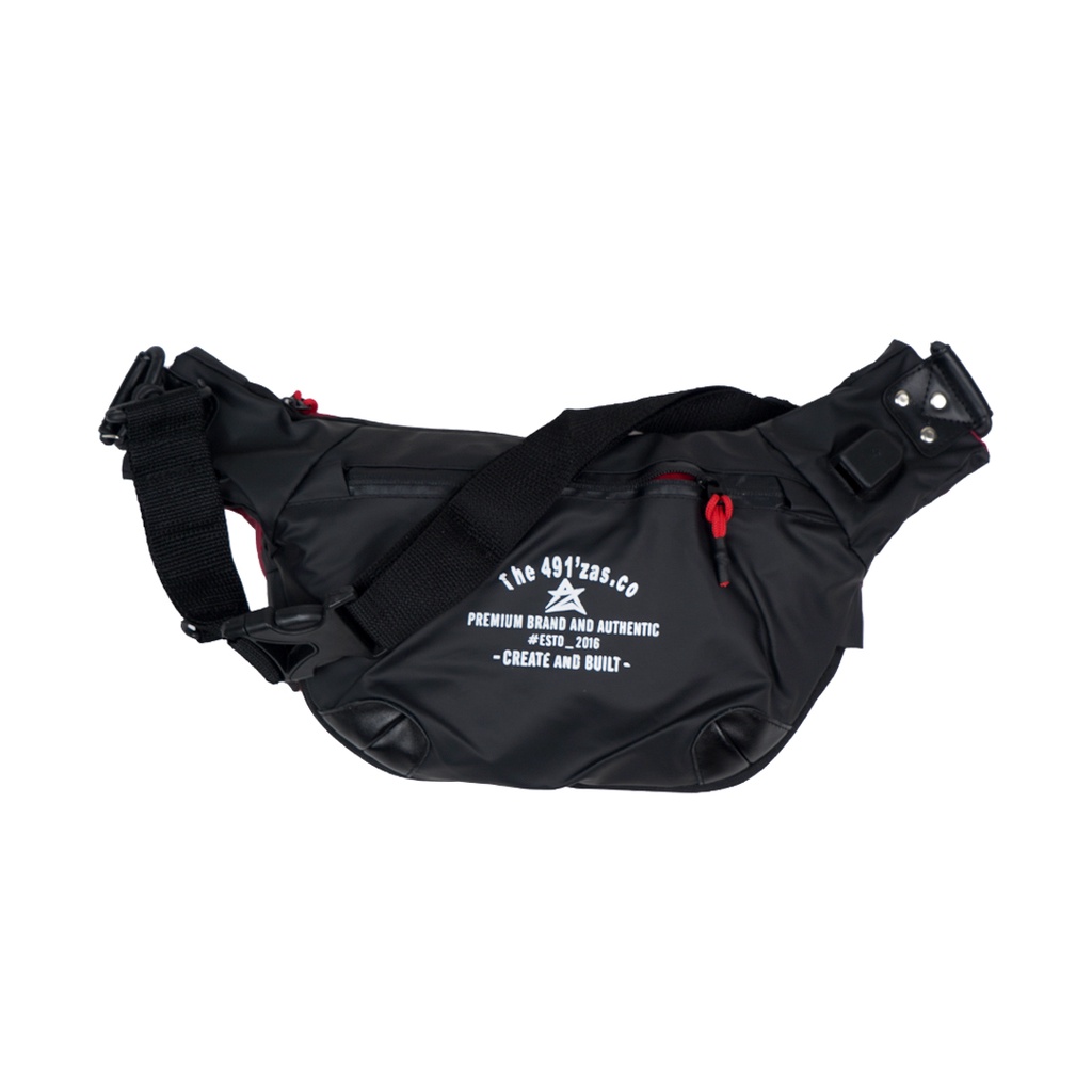 Tas Selempang Waistbag USB Waterproof Warna Hitam Pria Wanita - 491Zas