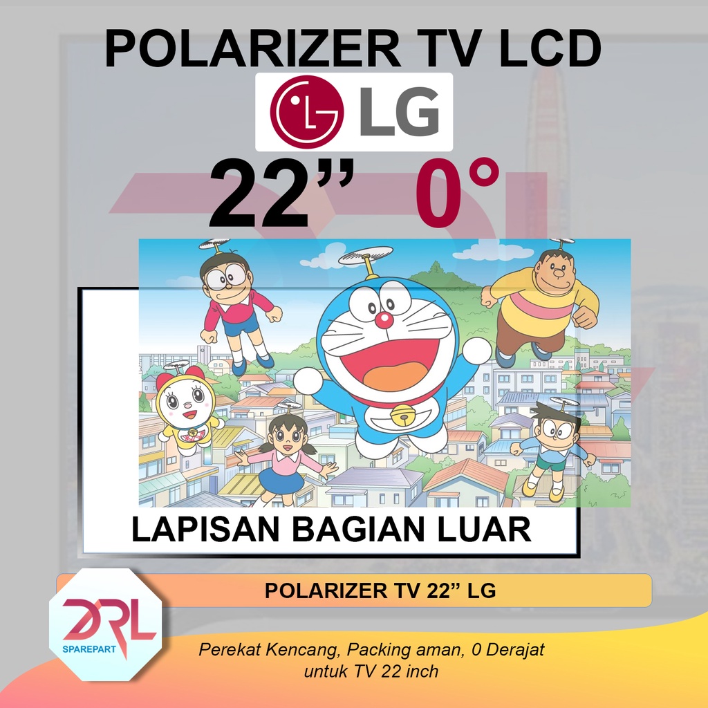 POLARIZER TV LED LG 22 INCH 0 DERAJAT POLARIS POLARISER TV LCD LAPISAN PLASTIK LUAR INC IN