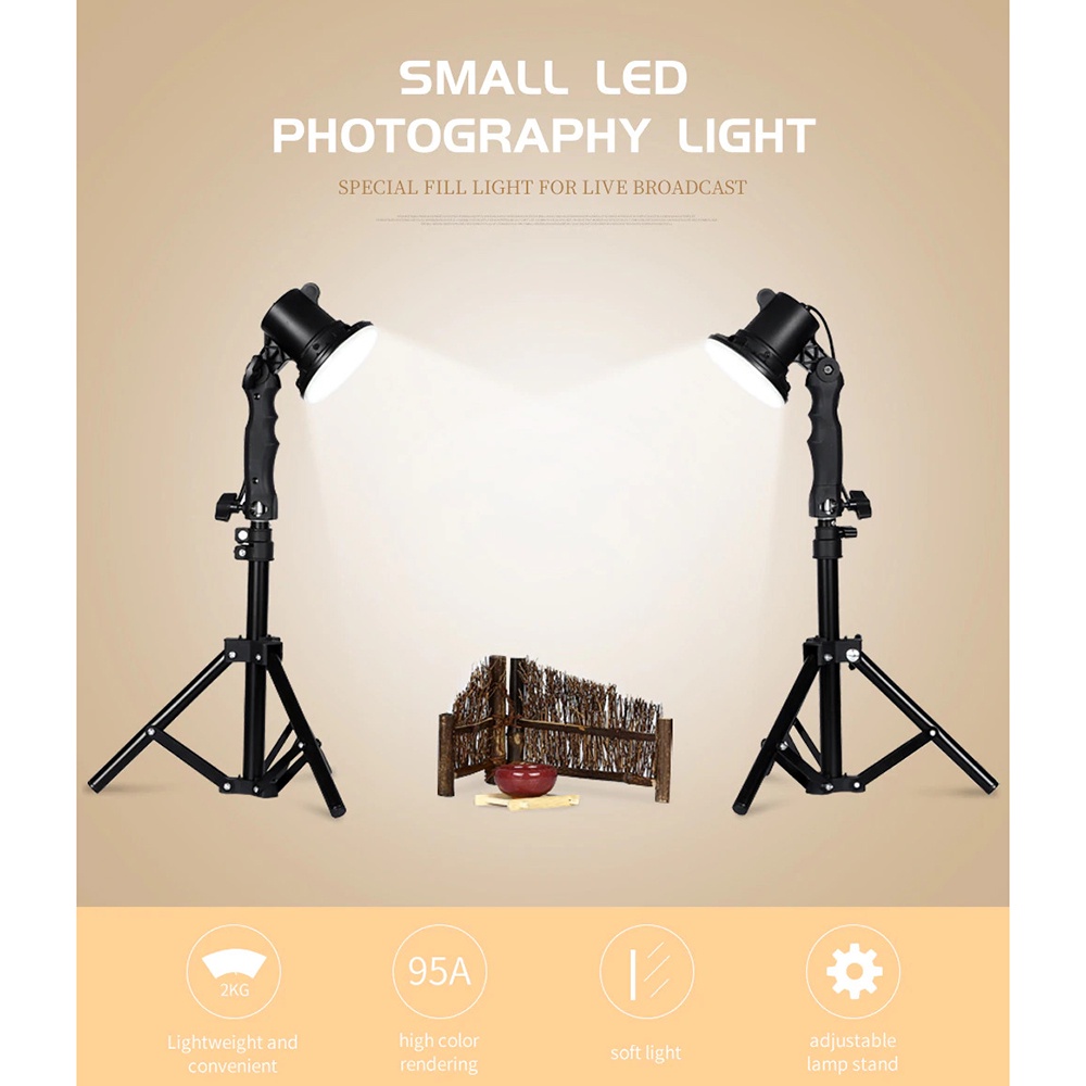 Lampu Portable Photo Studio 12W 5500K with Light Stand 37cm - PSX-51 - Black