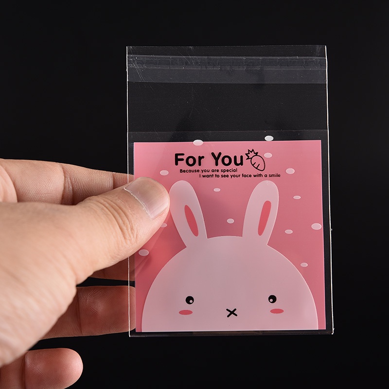 {LUCKID}100pcs Rabbit Pattern Self Adhesive Cookie Candy Package Gift Bags Cellophane Birthday