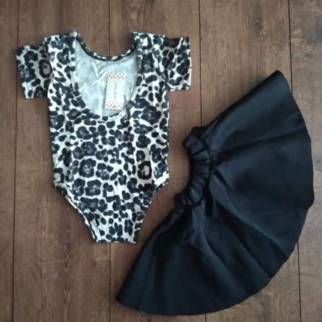 Setelan rok anak lnice leopard jersey import