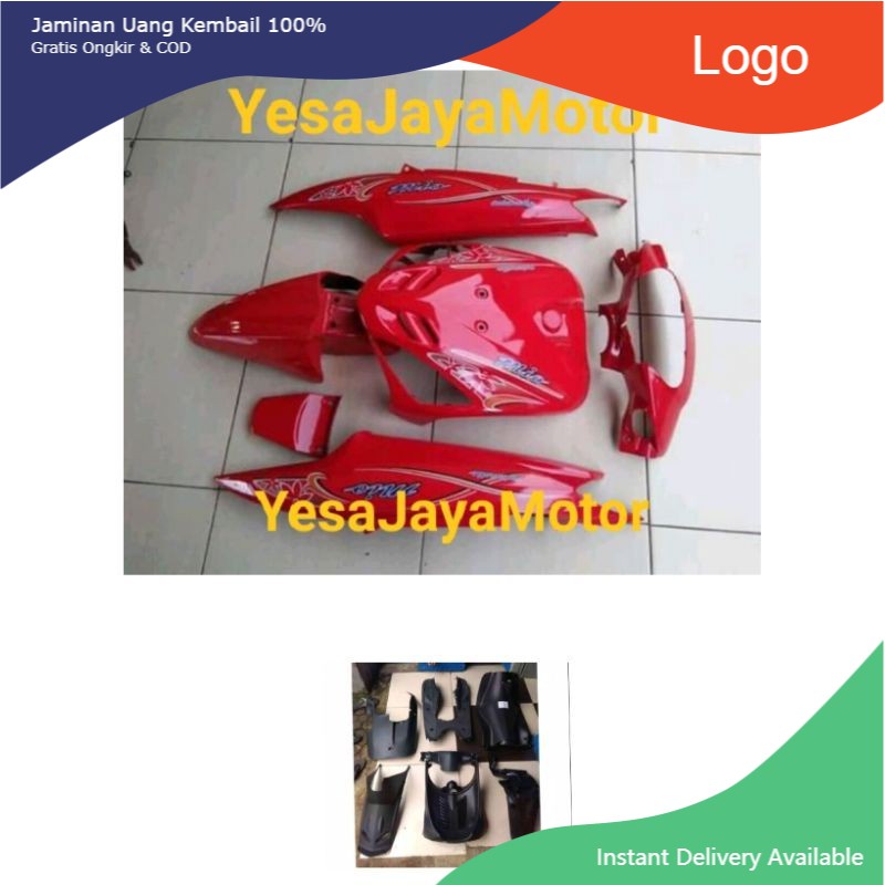 Full Set Body Halus Kasar Mio Sporty Warna Merah / Full Body Mio lama merah