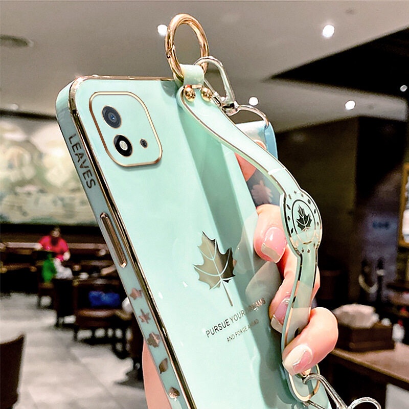 Case Motif Daun Maple Dengan lanyard Untuk OPPO Realme C20 C11 2021