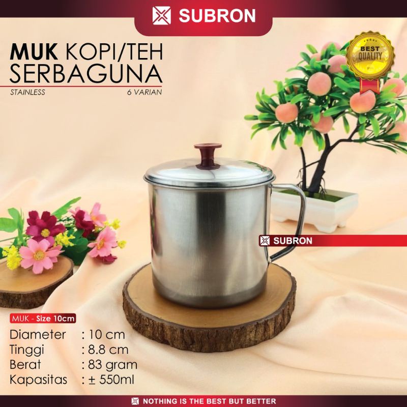 SUBRON MUG STAINLESS 10 CM PLUS TUTUP TERMURAH CANGKIR STAINLESS 10 CM TERMURAH CANGKIR KOPI ES TEH MANIS