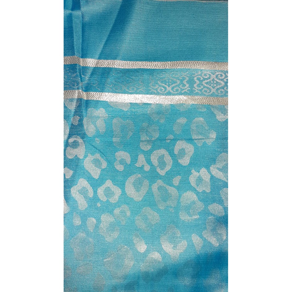 MOBASA OFFICIAL Pashmina Silk Premium Jilbab Pashmina Silk Kerudung Pashmina silk Import Leopard-Leoblink - Light Sky