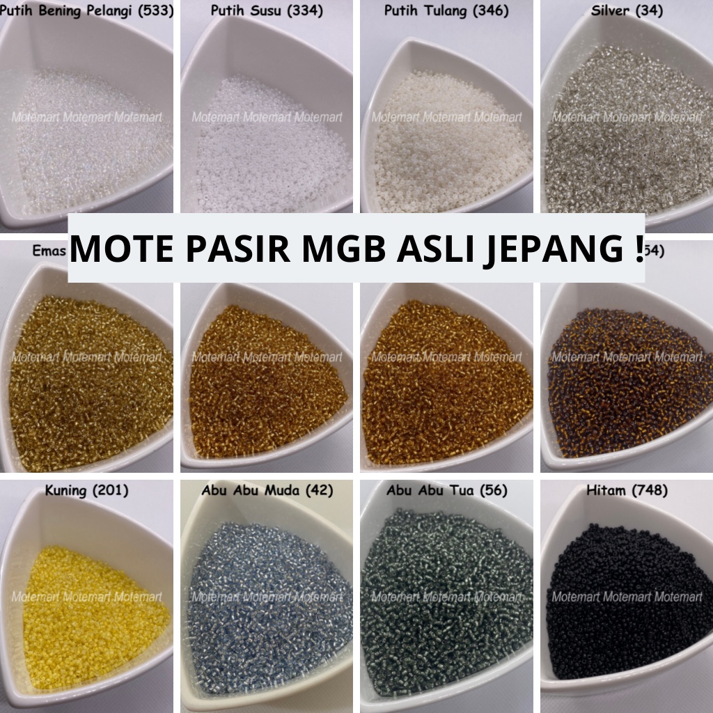 Hisperingin_ Mote Payet Manik Pasir Mgb Asli Jepang Per 15 Gram Part 1 Warna Putih White Abu Kuning